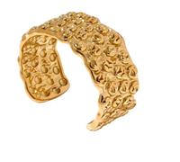 316L Acciaio Inox Heavy Metal Ampio Polsino Aperto Bracciale Bangle 18K Pvd Placcato Resistente all'acqua Gioielli di Moda Per Le Donne, Metallo, Nessuna pietra preziosa