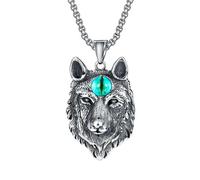 316L In Acciaio Inox Rosso Occhio Verde Lupo Pendente Collana Vichinga Uomini Donne Hip Hop Punk Gioielli Animali