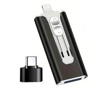 32~256GB Micro USB + 8 Pin+USB 3.0 4 in 1 Mobile Phone Computer U-Disk, Memory Stick Storage,Portable Flash Drive, for Easily Backup Photos Videos, Plug and Play (Black, 32G)