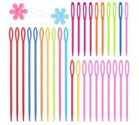 32 aghi da cucito in plastica, 3 misure di aghi in plastica con occhiello grande, con infila, aghi per lavori a maglia, tessitura e uncinetto, per artigianato fatto a mano