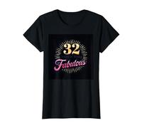 32 Anni di Essere Favoloso Regalo di Compleanno Maglietta, Donna, Nero, L