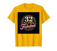 32 Anni di Essere Favoloso Regalo di Compleanno Maglietta, Uomo, Oro Brillante, M