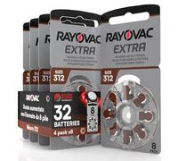 32 Batterie per Apparecchi Acustici Rayovac Extra Misura 312-4 Blister da 8 Pile