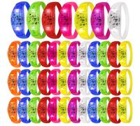 32 braccialetti luminosi a LED attivati dal suono, per bambini, si illuminano al buio, per feste, concerti, rave, Natale, festival musicali (32, rosso, blu, giallo, verde, rosa, arancione, viola