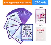 32 Carte Emozioni e Malattie per l'Apprendimento - - Facciali - Giochi delle Emozioni - Carte dei per Relax, Parole e Regalo