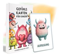 32 Carte Emozioni per Bambini - Ci Testi Esplicativi, Tema del Mostro Emozioni Carte, per Autoregolazione e una buona sensazione, valore educativo, Regali per ragazzi e ragazze