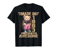 32° Compleanno Made in 1993 32 Years of Being Awesome Bear Maglietta