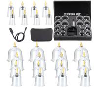 32 coppette con pompa a vuoto, in vetro per viso e corpo, set di coppette con calamite per punto di agopressione, set di coppette con scatola di immagazzinaggio, set per tutto il corpo, rilassare i