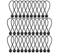 32 elastici in gomma con sfera, Nero Bungee Tenditore a sfera, Corde Elastiche con Sfere, Cavo Elastic Regolabile, 10 cm, colore nero, Corda Elastica per Teloni