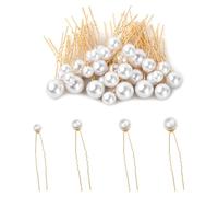 32 Forcine per Capelli Eleganti con Perle Sintetiche, Design Francese a Forma di U, Accessori per Matrimonio, Ballo di Fine Anno e Feste, 4 Misure (1/1.2/1.4/1.6 cm), Set Completo Oro