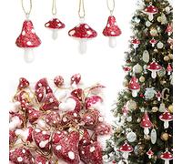 32 funghi decorativi da appendere per albero di Natale, in schiuma rossa e bianca, decorazioni natalizie per feste, 4 misure