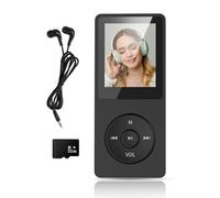 32 GB Lettore MP3 Bluetooth 5.3 con display TFT a colori da 1,8" con cuffie, radio, e-book, registrazione, supporto fino a 128 GB, nero