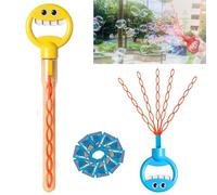 32-Hole Five-Claw Bubble Wand, 5 Claw Smiley Bubble Stick, Bubble Claw Wand, Smiley Face Bubble Claw Wand, 5 Claw Bubble Wand, Bubble Machine for Summer Outdoors with Bubble Liquid (Yellow)