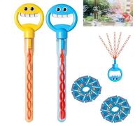 32-Hole Five-Claw Bubble Wand, 5 Claw Smiley Bubble Stick, Bubble Claw Wand, Smiley Face Bubble Claw Wand, 5 Claw Bubble Wand, Bubble Machine for Summer Outdoors with Bubble Liquid (2Pcs-A)