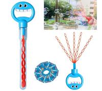 32-Hole Five-Claw Bubble Wand, 5 Claw Smiley Bubble Stick, Bubble Claw Wand, Smiley Face Bubble Claw Wand, 5 Claw Bubble Wand, Bubble Machine for Summer Outdoors with Bubble Liquid (Blue)