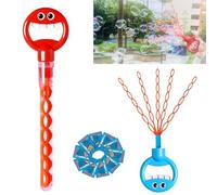 32-Hole Five-Claw Bubble Wand, 5 Claw Smiley Bubble Stick, Bubble Claw Wand, Smiley Face Bubble Claw Wand, 5 Claw Bubble Wand, Bubble Machine for Summer Outdoors with Bubble Liquid (Red)
