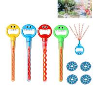 32-Hole Five-Claw Bubble Wand, 5 Claw Smiley Bubble Stick, Bubble Claw Wand, Smiley Face Bubble Claw Wand, 5 Claw Bubble Wand, Bubble Machine for Summer Outdoors with Bubble Liquid (4Pcs)