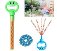 32-Hole Five-Claw Bubble Wand, 5 Claw Smiley Bubble Stick, Bubble Claw Wand, Smiley Face Bubble Claw Wand, 5 Claw Bubble Wand, Bubble Machine for Summer Outdoors with Bubble Liquid (Green)