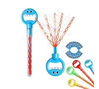 32-Hole Smiley Face Bubble Wand with Five Claws, Magical 5-Claw Smiley Bubble Stick, Open A Large Number of Multiple Times to Produce Burbujas, for Party Favors, Birthday (Blue)
