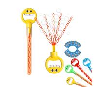 32-Hole Smiley Face Bubble Wand with Five Claws, Magical 5-Claw Smiley Bubble Stick, Open A Large Number of Multiple Times to Produce Burbujas, for Party Favors, Birthday (Yellow)