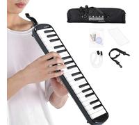 32-Key Melodica Air Keyboard Pianoforte, Musical Instrument with Carrying Bag, Beginner & Professional Harmonium Keyboard for Music Practice, Band, and Performance Color Black