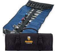 32 Organizer per rotolo per utensili tascabili - Organizer per chiavi e custodia per attrezzi - Rotolo per chiavi include buste per 10 prese - Borsa per attrezzi arrotolabile per elettricista, HVAC