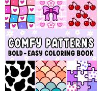 32 pagine (Comfy Patterns) Libro da colorare con rilegatura a spirale per adulti e adolescenti, carta spessa e pregiata, motivi cartoni animati comodi, carini, audaci e semplici, libro da colorare CoC