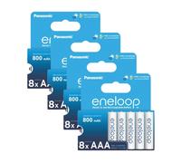 32 Panasonic Eneloop Ricaricabili AAA HR03 Batteries Blister Pack 1.2V 800mAh