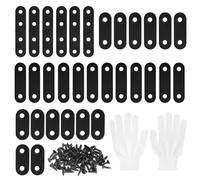 32 Pcs Staffe Angolari Piatte Supporti Angolo Retto Staffe in Acciaio Squadrette con viti per Mensola di Legno Tavolo Sedia connettori piatti piastra forata in metallo Nero 37x 16/47x 16/57x16/77x16mm