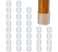 32 Pcs Tappi per Gambe Sedia Rotondi in Gomma 3/4", per Mobili, Trasparenti
