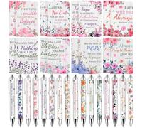 32 penne con versetti biblici con fiori, quaderni, set regalo cristiano all'ingrosso per donne e uomini, regali religiosi, blocco note, penne a inchiostro, regali
