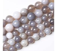 32 perline di agata grigia naturale da 12 mm, per la creazione di gioielli, perline rotonde, braccialetti fai da te, collane, perle di pietra curativa energetica, 38,1 cm (12 mm, agata a righe grigie)