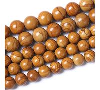 32 perline di diaspro naturale con venatura del legno, 12 mm, per la creazione di gioielli fai da te, bracciali, collane, accessori, 38,1 cm, perline in pietra di potere di guarigione energetica