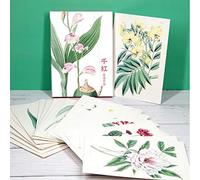 32 pezzi 1 set vintage vari tipi di acquerello floreale album arte dipinti a mano illustrazione cartoncini letterari biglietti di auguri di benedizione cartolina in scatola (fiori)