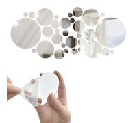 32 Pezzi Adesivo Specchio Rotondo, Acrilico Specchio Adesivo Parete Removibile Specchio Da Parete Per Cerchi Stereo 3D, DIY Decorazione Per Parete Per Bagno, Cucina, Soggiorno, Guardaroba (Argento)