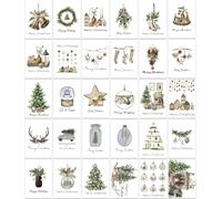 32 Pezzi Biglietto Di Auguri Natale Ad Acquerello, Cartoline Di Natale, 32 Diseg