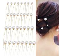 32 Pezzi Capelli con Perlé a Forma di U, Perla da Sposa Fermaglio Forcine Elegante, Wedding Pearl Hair Pins Copricapo da Sposa Accessori, 4 Taglie Perla per Ballo di Fine Anno, Festa