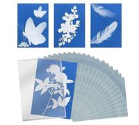 32 Pezzi Carta Cianotipica, Artistica Solare Alta Sensibilità per Stampa Con Strumento in Plastica - Bambini Adulti Fai Da Te Artigianato