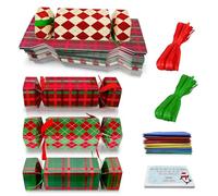 32 Pezzi Christmas Crackers Decorazioni Natale Sfuso,Cracker Natalizi Set di Lusso con Cappello Scherzi No Snap Adulti Bambini,Diy Regali Scatole Rosso Verde Giochi per Regali Famiglia Feste di Natale