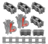 32 pezzi City Binari, Classic City Set di Binari Rails, City Binari City Scambi Binari dei Blocchi di Costruzione della Città Idee Regalo per Ragazzi, Ragazze e Bambini