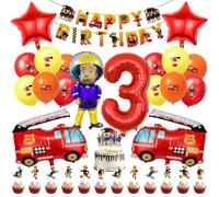 32 pezzi Decorazione per compleanno dei vigili del fuoco 3 anni | auto dei pompieri per 3 compleanni, palloncini per bambini, decorazione di compleanno, 3 anni