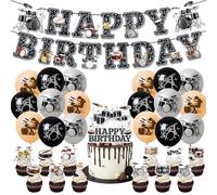 32 pezzi di accessori per feste a tema musicale Ro-ck, decorazioni per feste di compleanno, palloncini neri glitterati per rock DJ a tema compleanno baby shower decorazione
