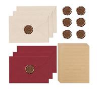 32 pezzi di carta da lettere vintage, con 6 buste in lino e sigilli di cera, carta kraft 20 A5 per compleanni, matrimoni e inviti, ideali per biglietti di auguri e regali vintage