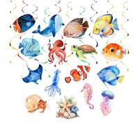 32 pezzi di pesce decorazione tropicale a forma di girella sospesa coperta decorazione animali marini ghirlande mondo subacqueo decorazioni oceano tema accessori per feste per ragazzi ragazze