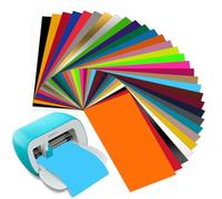 32 pezzi di Smart Heat Transfer Vinyl per Cricut Joy 14 cm * 30,5 cm Vinyl da stiro HTV senza sottofondo di taglio, Smart Iron on Vinylfolie Plotter autoadesivo PU Plotterfolie in tessuto per stoffe