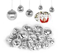 32 Pezzi Disco Mirror Ball, Palla da Discoteca, Palla a Specchio da Appendere, Discoteca per Torte Decorazioni, Disco Ball Decorazione Dell'Albero di Natale Decorazioni per Feste Decorazione