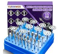 32 Pezzi Frese Diamantate Set Grana 120 con Custodia, con 10 dischi diamantati, set di punte da trapano con gambo da 1/8" (3 mm) per intaglio, lucidatura e taglio di pietra, vetro e ceramica