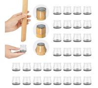32 Pezzi Gommini Per Sedie, Tappi Per Gambe Di Sedie Silicone Trasparente Con Feltro Avvolto, Per Pavimenti In Legno, Mobili Da Tavolo, Protezione Dei Pavimenti Da Graffi (Piccolo (Fit 18-30 mm))