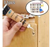 32 pezzi Kit di pasta e riempitivo per la riparazione di mobili in legno, riempitivo per la riparazione della venatura del legno, set di strumenti multicolore. Adatto per tavoli, sedie, battiscopa, po