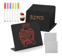 32 Pezzi Lavagnette Cancellabili Mini, 10x7,5 CM Lavagnetta da Tavolo in Forma di L. Ideali per Cartellini Prezzi, Numeri per Tavoli Ristorante, Etiquette Alimentari di Buffet e Panetteria